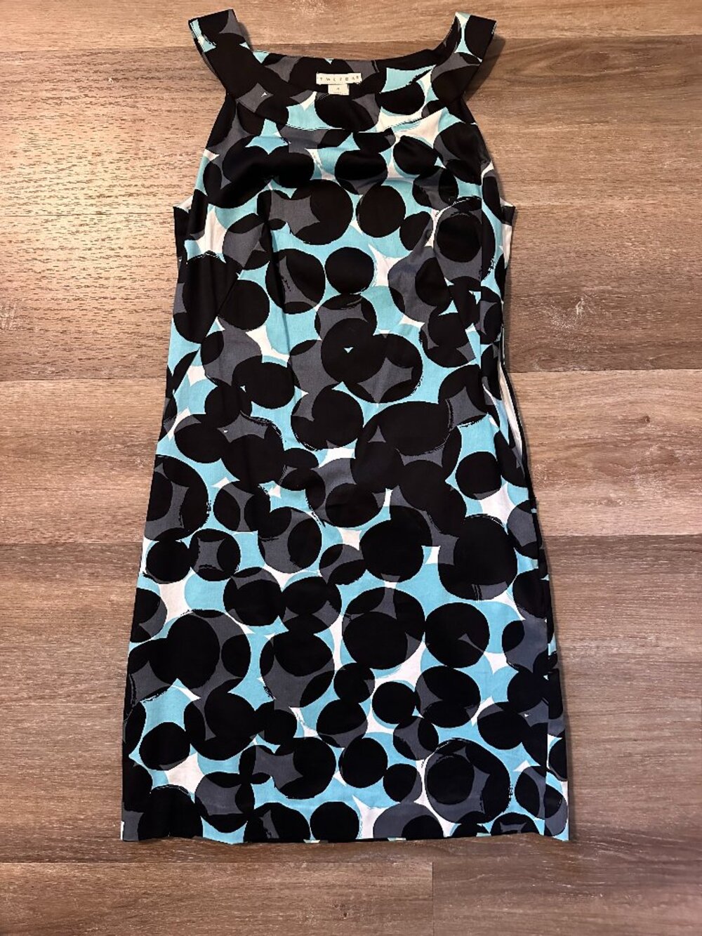 Tweeds Scoop Neck Geometric Dress Black Light Blue White Size 4